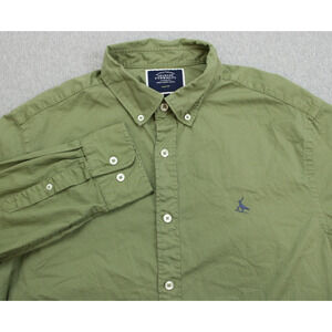 Charles Tyrwhitt Shirt Mens Large Green 100% Cotton Slim Fit Button Down Logo